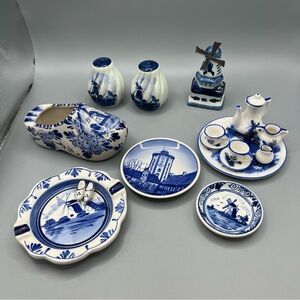 Delft Blue, Windmill, salt and pepper shakers, mini tea Set, Ashtray & more